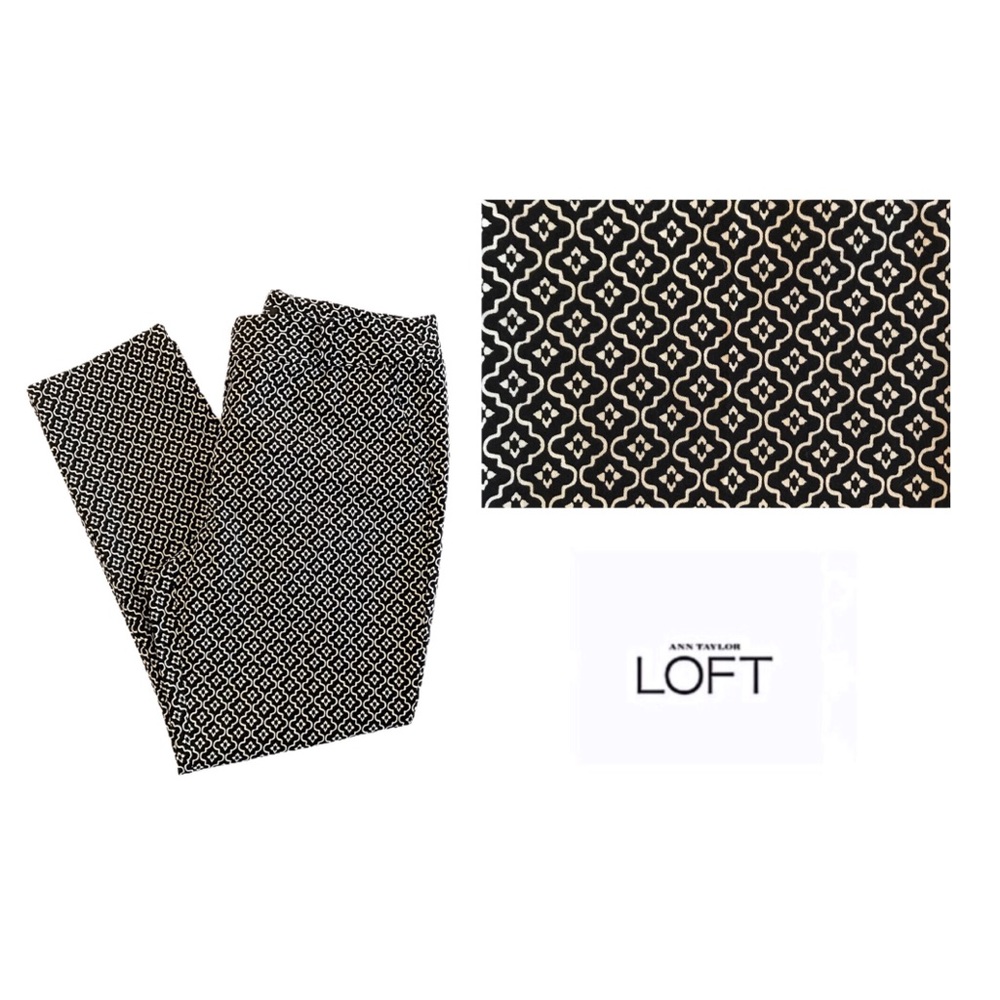 LOFT Marisa Skinny High Rise Pants Blk & Tan 12P
